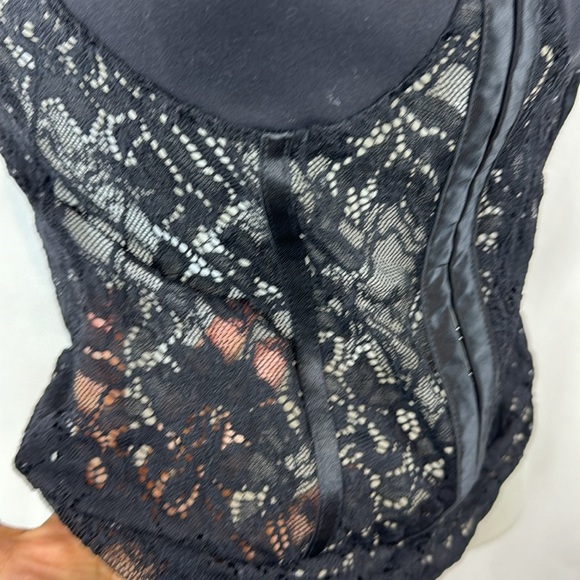 Free People Intimately Lace Mesh Night Rhythm Corset Black Bodysuit Size M - NEW - Picture 7 of 16